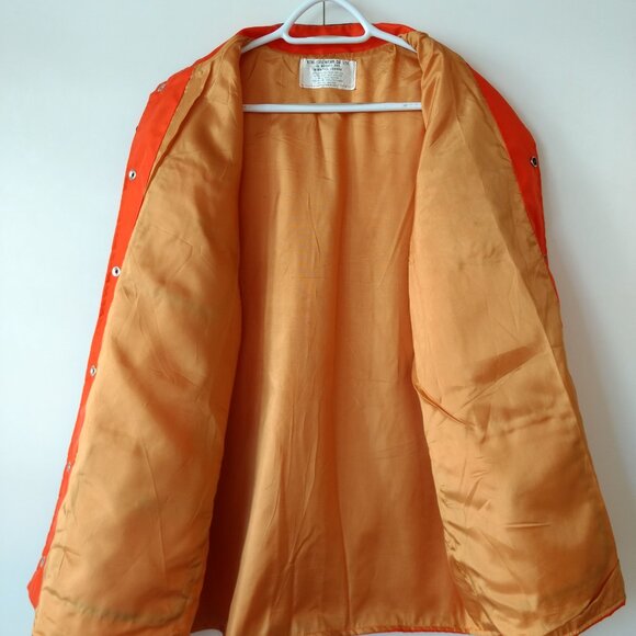 Vintage Elk Valley Flying Club Nylon Snap Jacket 52" Chest Orange - Picture 7 of 9